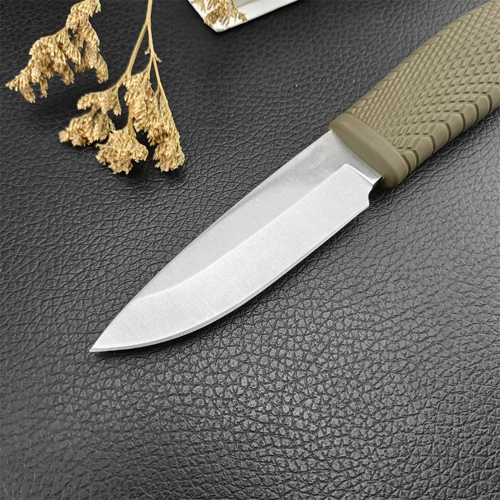 Pukko Knife For Bushcraft, Survival Rubber Grip + Sheath