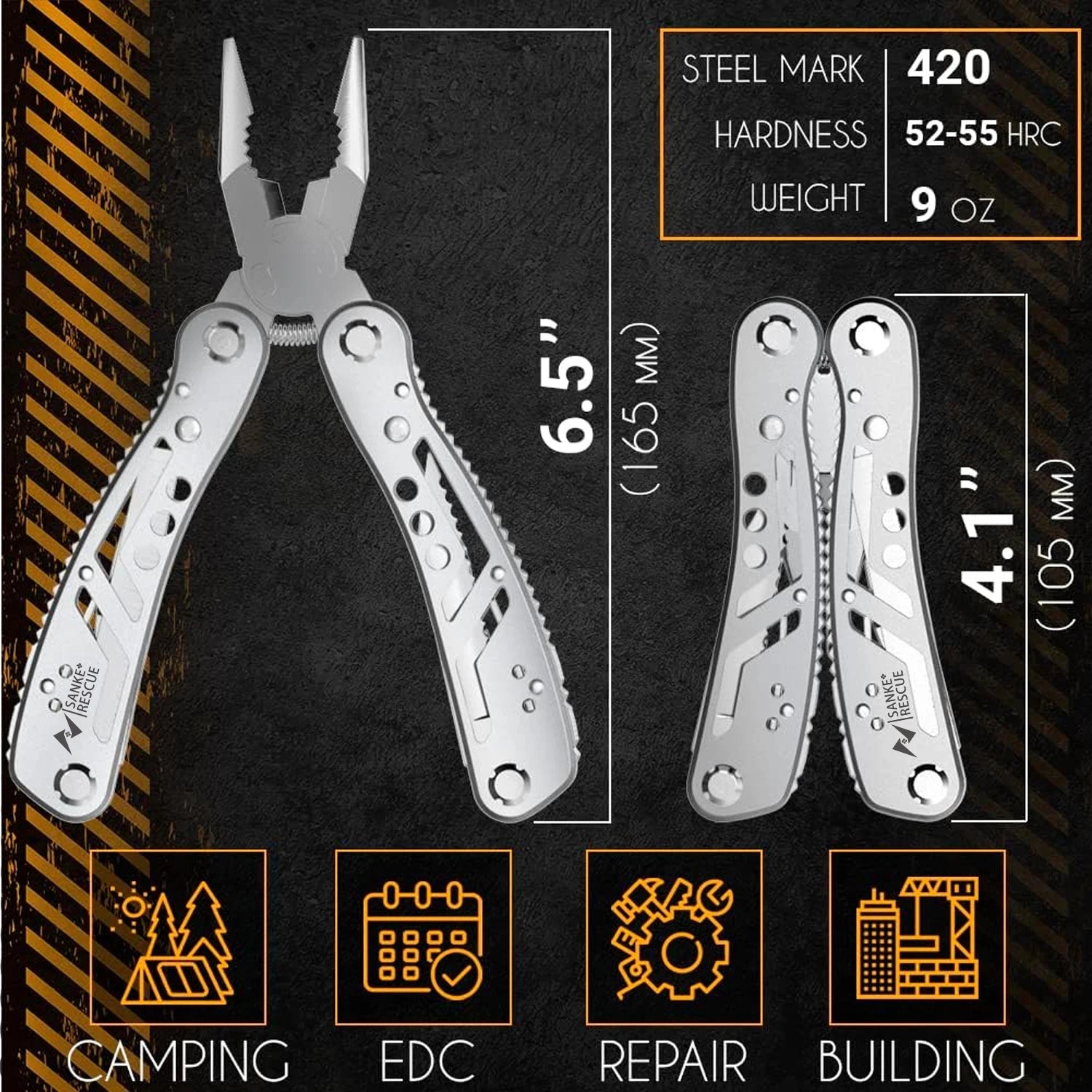 Multi tool multi function survival knife pliers. Bushcraft camping