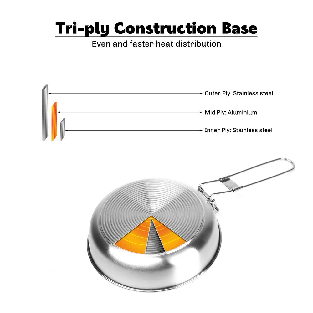 Bushcraft camping stainless steel frying pan