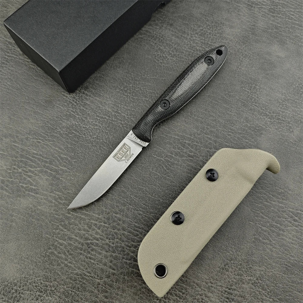 Bushcraft full tang knife, micarta scales, stainless steel