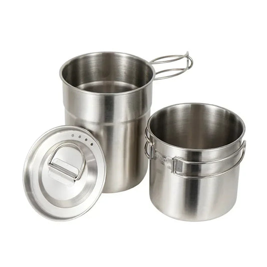 Bushcraft, survival cooking pot cup stainless steel