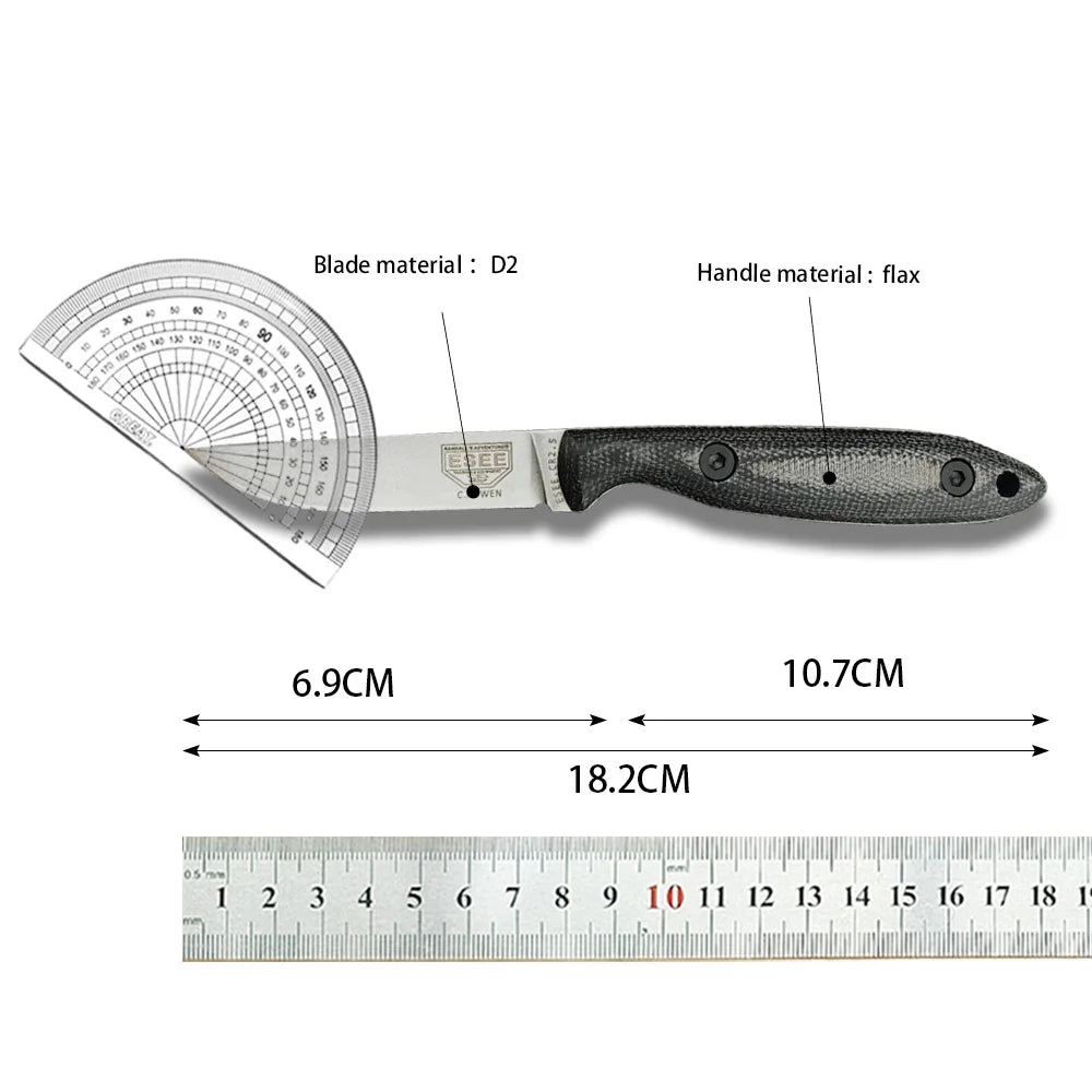 Bushcraft full tang knife, micarta scales, stainless steel