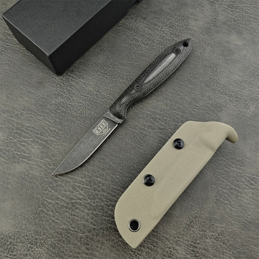 Bushcraft full tang knife, micarta scales, stainless steel