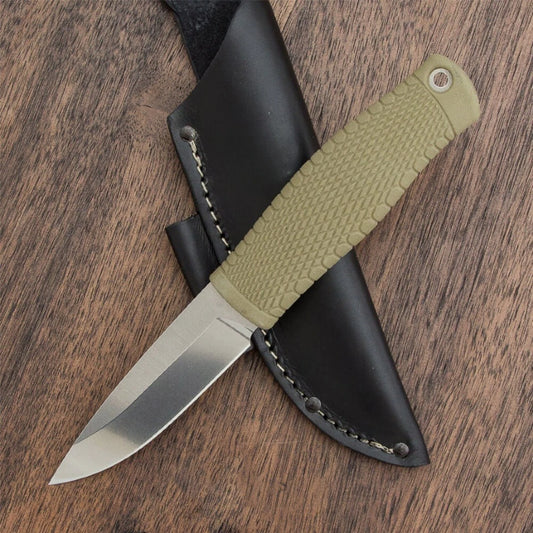 Pukko Knife For Bushcraft, Survival Rubber Grip + Sheath