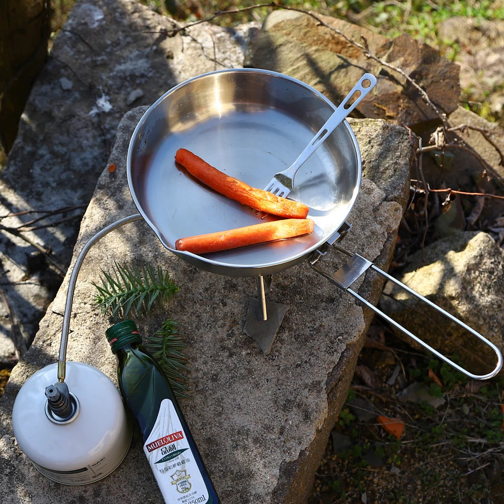 Bushcraft camping stainless steel frying pan